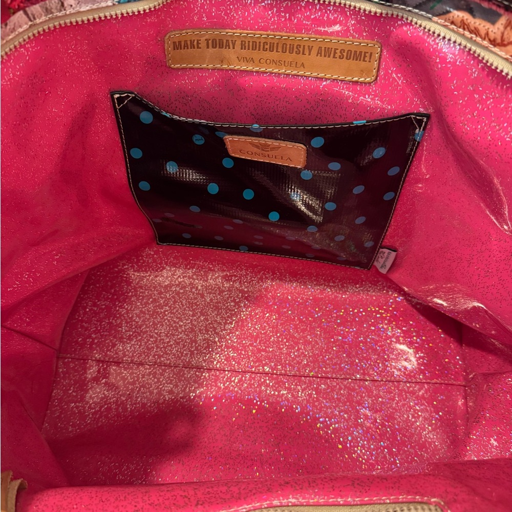 Consuela Multicolor Patchwork Tote with Striped H… - image 4